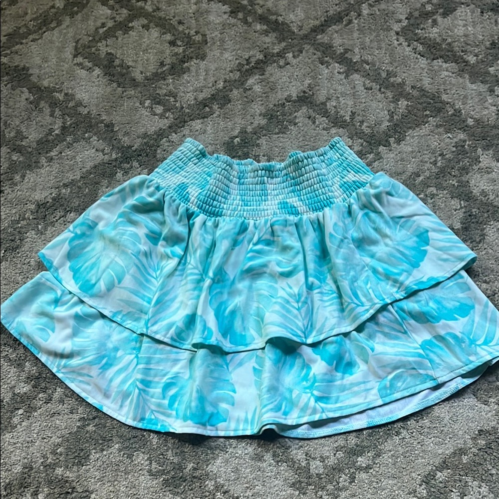 Tropical Blue Leaf Print Women's Skirt
